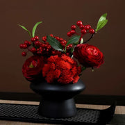 9.8 Inch Artificial Flower Bouquet with Ceramic Vase, 1 Pc, Classic Luxury Design for Restaurant and Bar Decor