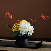 9.8 Inch Artificial Flower Bouquet with Ceramic Vase, 1 Pc, Classic Luxury Design for Restaurant and Bar Decor