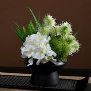 9.8 Inch Artificial Flower Bouquet with Ceramic Vase, 1 Pc, Classic Luxury Design for Restaurant and Bar Decor