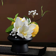 9.8 Inch Artificial Flower Bouquet with Ceramic Vase, 1 Pc, Classic Luxury Design for Restaurant and Bar Decor