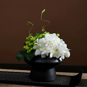 9.8 Inch Artificial Flower Bouquet with Ceramic Vase, 1 Pc, Classic Luxury Design for Restaurant and Bar Decor