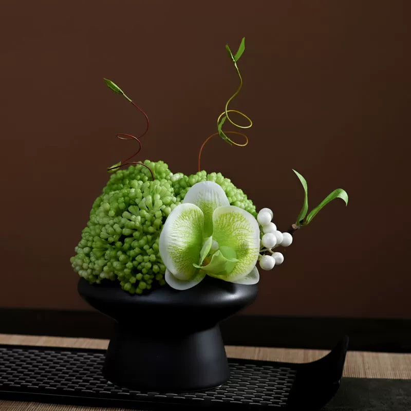 9.8 Inch Artificial Flower Bouquet with Ceramic Vase, 1 Pc, Classic Luxury Design for Restaurant and Bar Decor