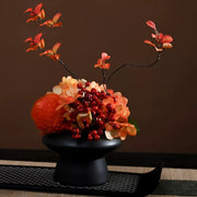 9.8 Inch Artificial Flower Bouquet with Ceramic Vase, 1 Pc, Classic Luxury Design for Restaurant and Bar Decor