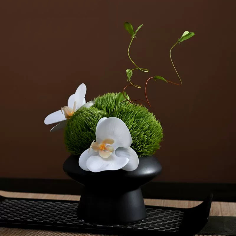 9.8 Inch Artificial Flower Bouquet with Ceramic Vase, 1 Pc, Classic Luxury Design for Restaurant and Bar Decor