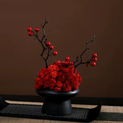9.8 Inch Artificial Flower Bouquet with Ceramic Vase, 1 Pc, Classic Luxury Design for Restaurant and Bar Decor