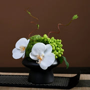 9.8 Inch Artificial Flower Bouquet with Ceramic Vase, 1 Pc, Classic Luxury Design for Restaurant and Bar Decor