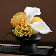 9.8 Inch Artificial Flower Bouquet with Ceramic Vase, 1 Pc, Classic Luxury Design for Restaurant and Bar Decor