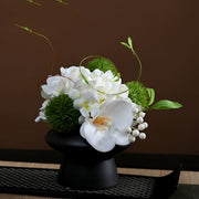 9.8 Inch Artificial Flower Bouquet with Ceramic Vase, 1 Pc, Classic Luxury Design for Restaurant and Bar Decor