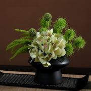 9.8 Inch Artificial Flower Bouquet with Ceramic Vase, 1 Pc, Classic Luxury Design for Restaurant and Bar Decor