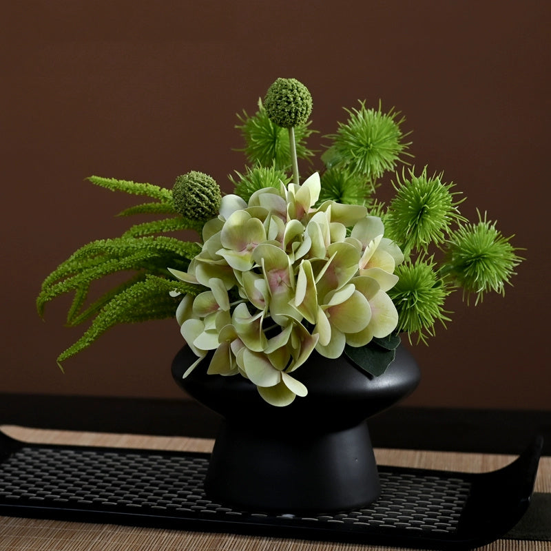 9.8 Inch Artificial Flower Bouquet with Ceramic Vase, 1 Pc, Classic Luxury Design for Restaurant and Bar Decor