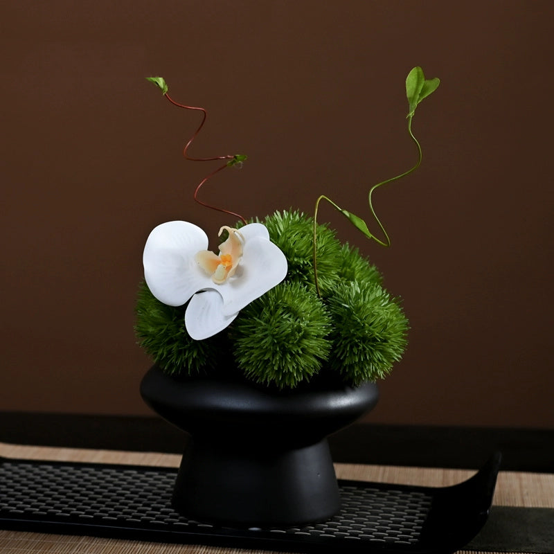 9.8 Inch Artificial Flower Bouquet with Ceramic Vase, 1 Pc, Classic Luxury Design for Restaurant and Bar Decor