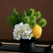 9.8 Inch Artificial Flower Bouquet with Ceramic Vase, 1 Pc, Classic Luxury Design for Restaurant and Bar Decor