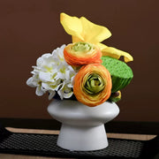 9.8 Inch Artificial Flower Bouquet with Ceramic Vase, 1 Pc, Classic Luxury Design for Restaurant and Bar Decor