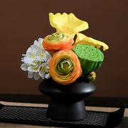 9.8 Inch Artificial Flower Bouquet with Ceramic Vase, 1 Pc, Classic Luxury Design for Restaurant and Bar Decor