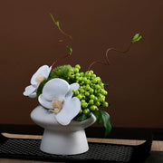 9.8 Inch Artificial Flower Bouquet with Ceramic Vase, 1 Pc, Classic Luxury Design for Restaurant and Bar Decor