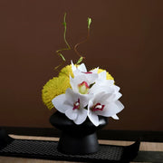 9.8 Inch Artificial Flower Bouquet with Ceramic Vase, 1 Pc, Classic Luxury Design for Restaurant and Bar Decor