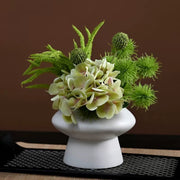 9.8 Inch Artificial Flower Bouquet with Ceramic Vase, 1 Pc, Classic Luxury Design for Restaurant and Bar Decor