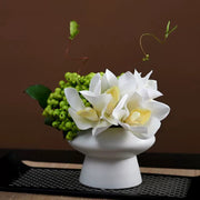 9.8 Inch Artificial Flower Bouquet with Ceramic Vase, 1 Pc, Classic Luxury Design for Restaurant and Bar Decor