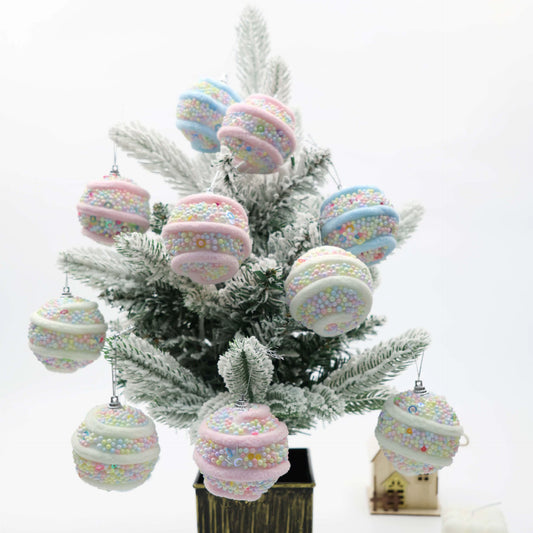 Macaron Color 2.4” Foam Christmas Ball Ornaments - 6-Pack Tree Holiday Decorations