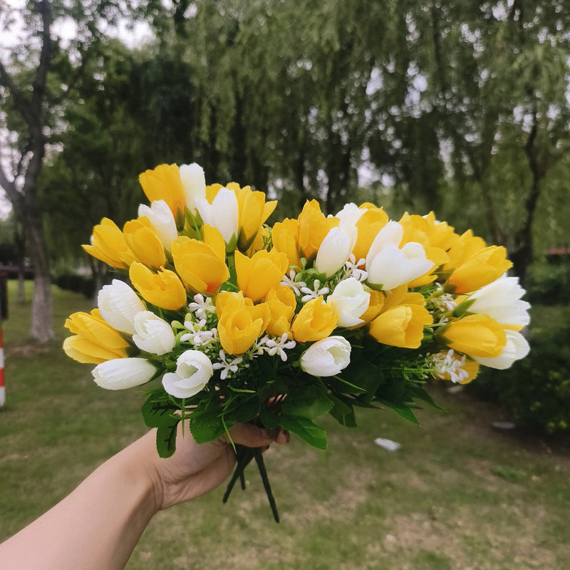 8 Pcs Artificial Magnolia Bud Bushes 12 Inch UV Resistant Outdoor Spring Flowers