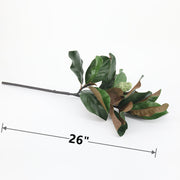 26 Inch Magnolia Leaf Stem with Bud, 10 Pcs Real Touch Artificial Leaves for Floral Arrangements