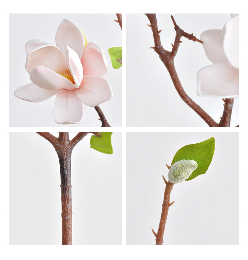 20 Inch Artificial Magnolia Spray Branches 6 Pcs Realistic Silk Magnolia Grandiflora