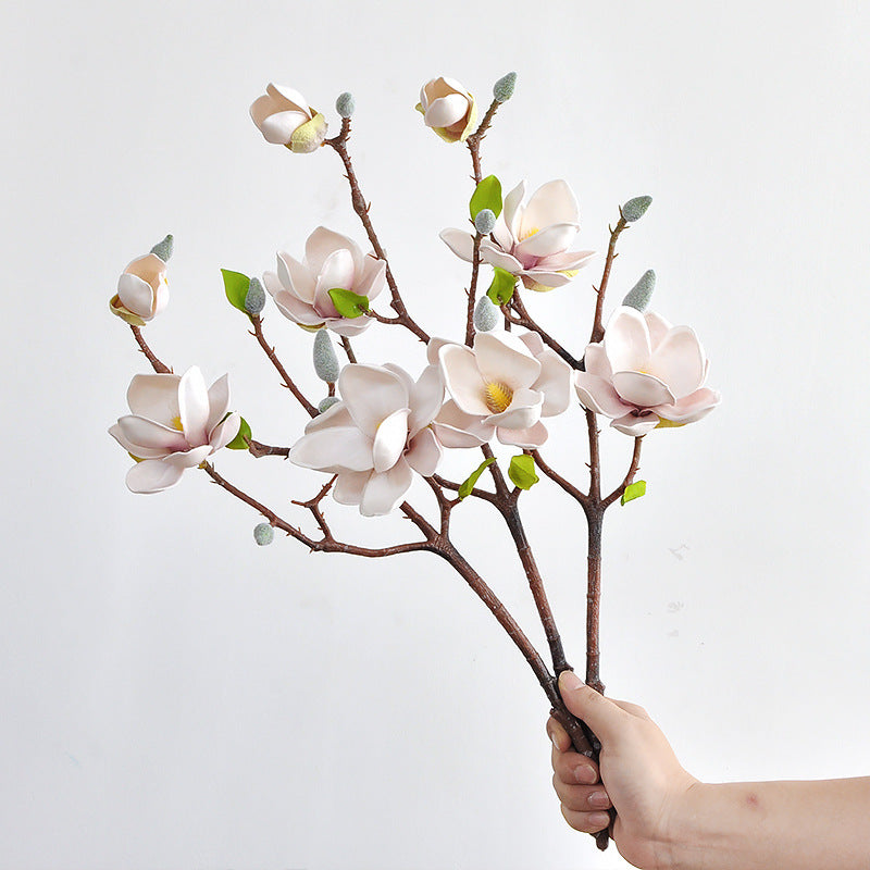 20 Inch Artificial Magnolia Spray Branches 6 Pcs Realistic Silk Magnolia Grandiflora