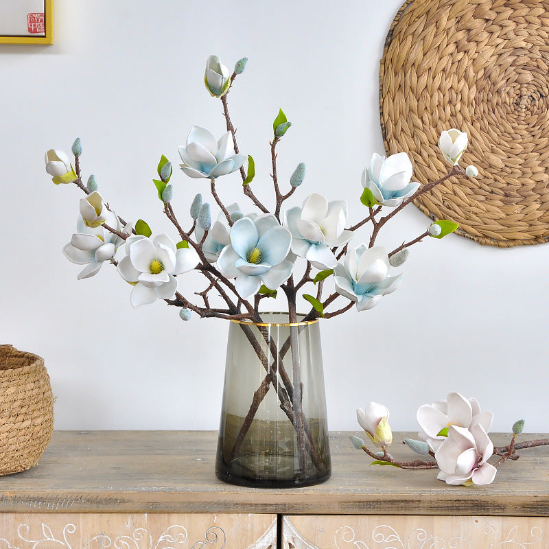 20 Inch Artificial Magnolia Spray Branches 6 Pcs Realistic Silk Magnolia Grandiflora