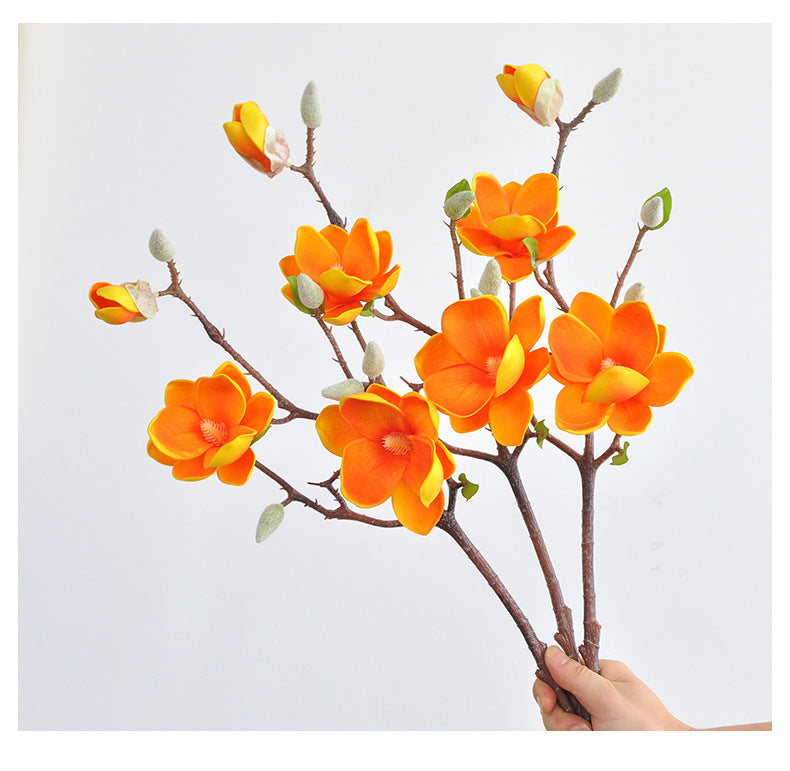20 Inch Artificial Magnolia Spray Branches 6 Pcs Realistic Silk Magnolia Grandiflora