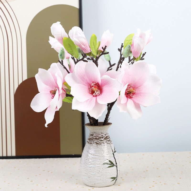 14.5 Inch Magnolia Stem Artificial Flowers Bulk Quantity Faux Silk Spring Blooms
