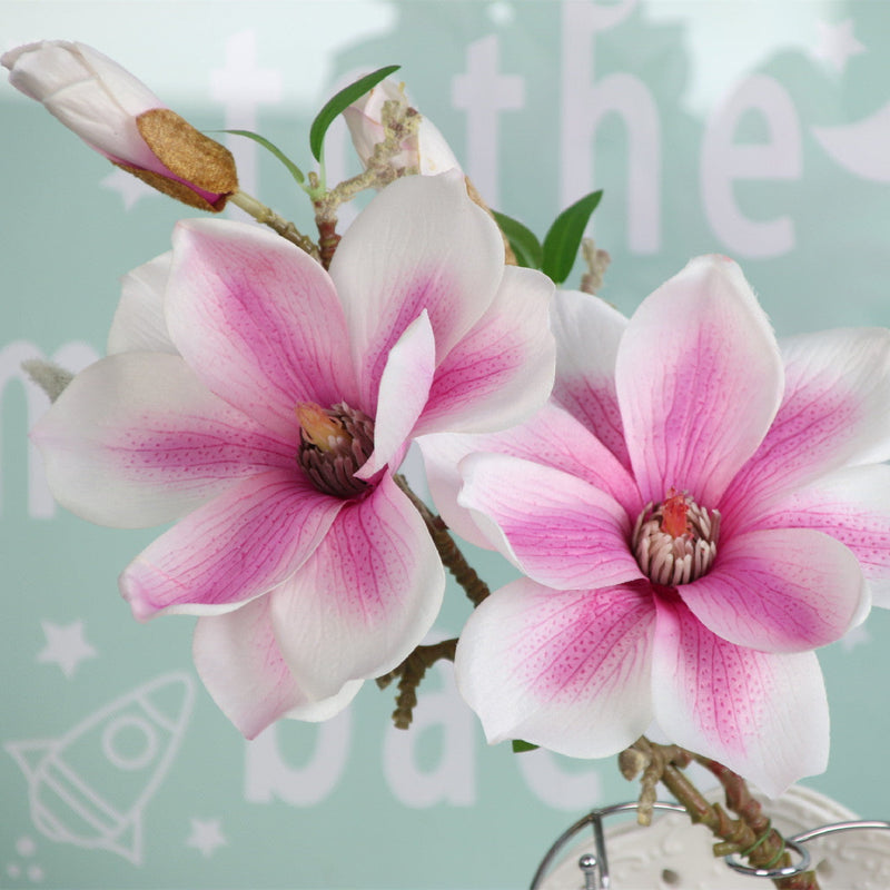 14 Inch Artificial Magnolia Stems 10 Pcs Realistic Silk Flowers Bulk Wholesale