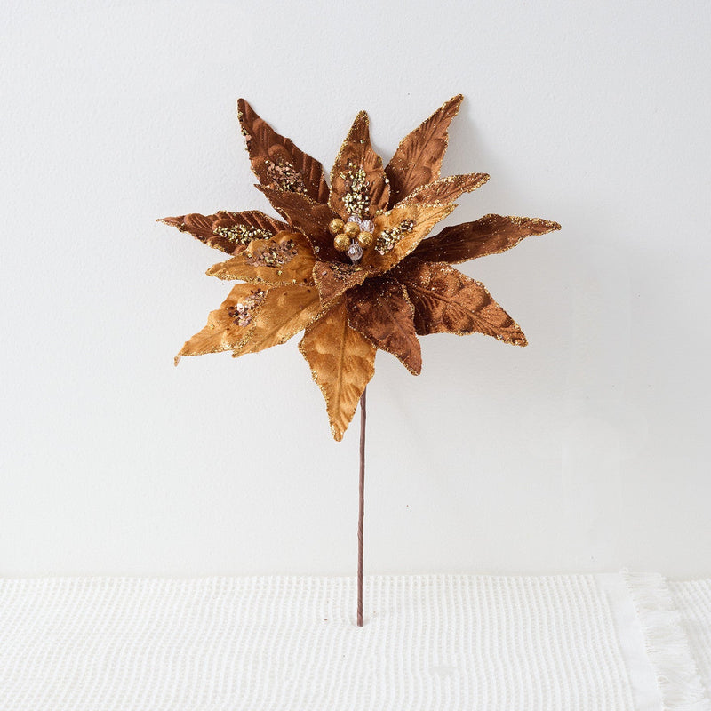 12.6 Inch Maillard Brown Artificial Christmas Flower 10 Pcs for Crafts and Holiday Decor