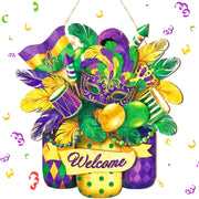 Mardi Gras Wooden Door Sign Wreath Hanging Decor for Outdoors Bulk Wholesale