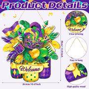 Mardi Gras Wooden Door Sign Wreath Hanging Decor for Outdoors Bulk Wholesale