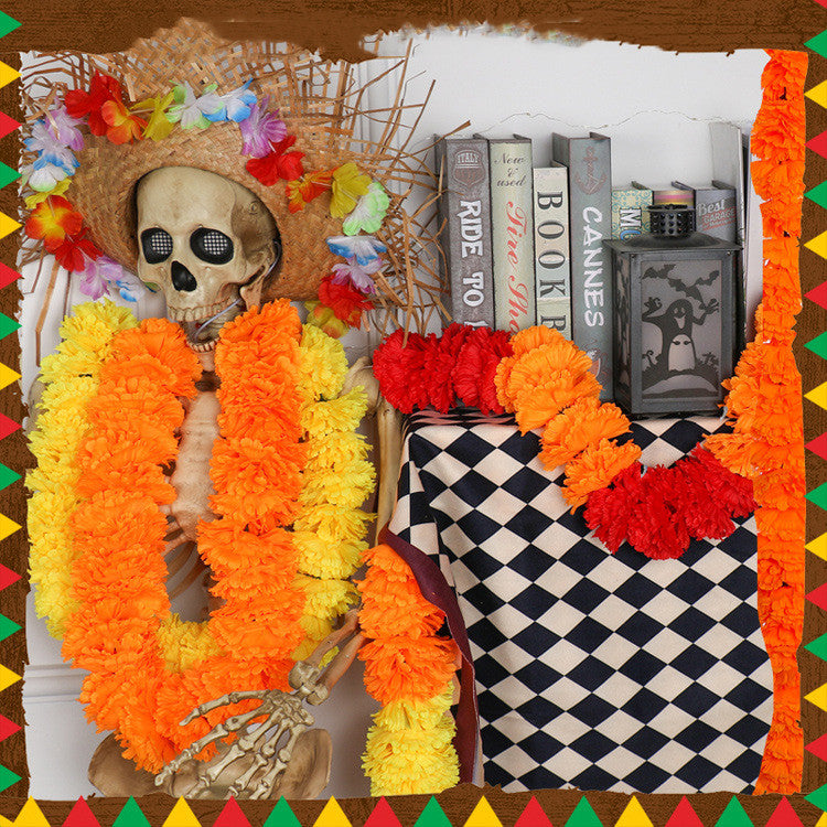 39 Inch Marigold Flower Garland 6 Ft Artificial Silk Autumn Decor for Diwali Floral Arrangements