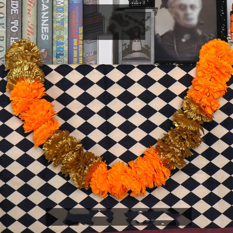 39 Inch Marigold Flower Garland 6 Ft Artificial Silk Autumn Decor for Diwali Floral Arrangements