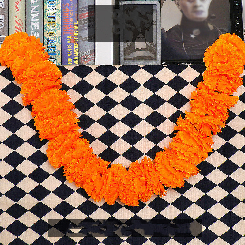 39 Inch Marigold Flower Garland 6 Ft Artificial Silk Autumn Decor for Diwali Floral Arrangements