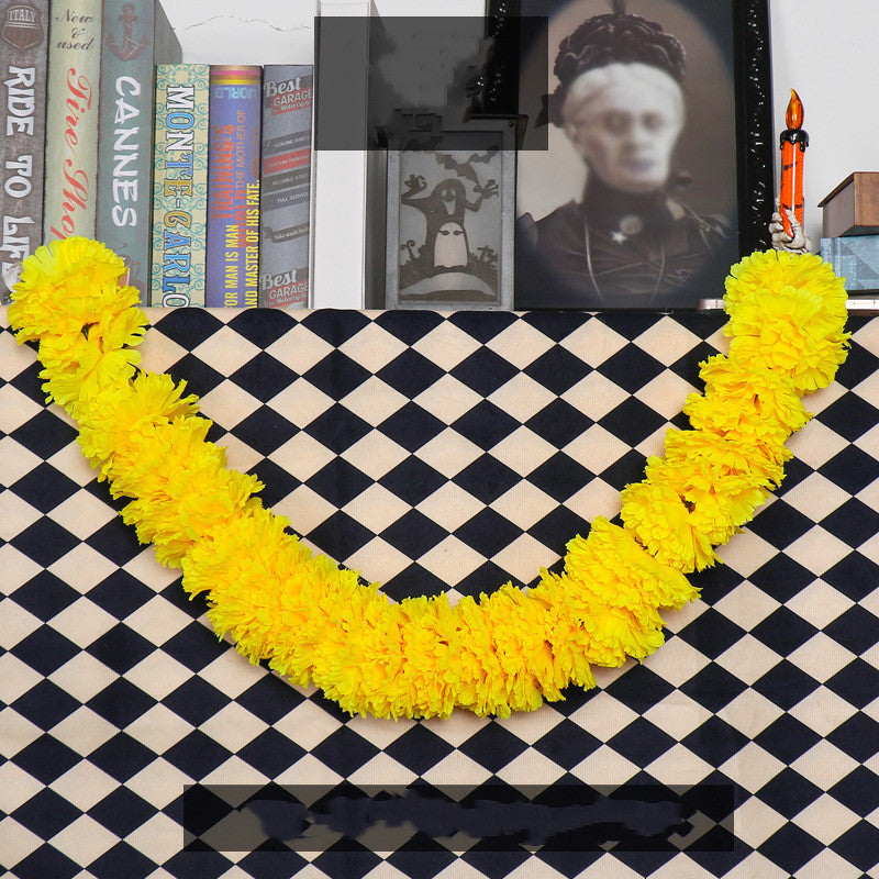 39 Inch Marigold Flower Garland 6 Ft Artificial Silk Autumn Decor for Diwali Floral Arrangements