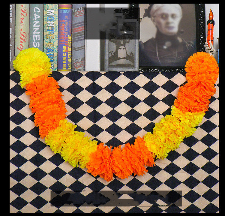 39 Inch Marigold Flower Garland 6 Ft Artificial Silk Autumn Decor for Diwali Floral Arrangements