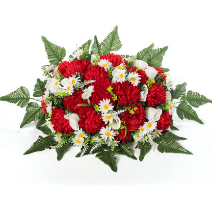 Memorial Artificial Chrysanthemum Grave Bouquet (31.5 Inches) – Tombstone Decoration