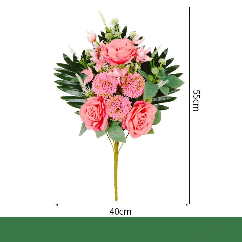 Memorial Daisy & Rose Artificial Grave Bouquet (21.7-Inch) – Tombstone Decoration (Includes Ground Stake)