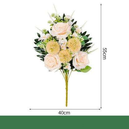 Memorial Daisy & Rose Artificial Grave Bouquet (21.7-Inch) – Tombstone Decoration (Includes Ground Stake)