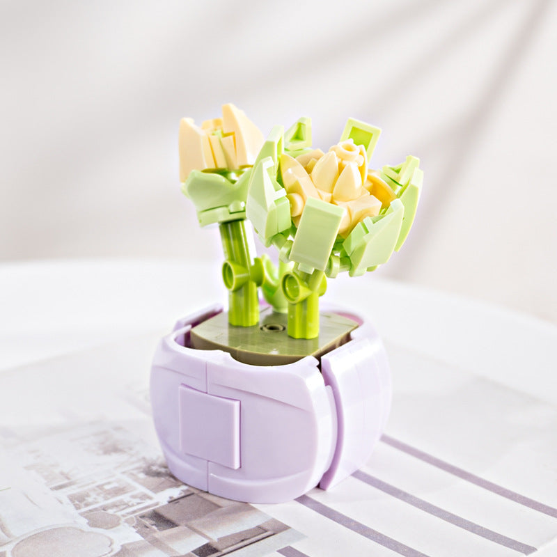 Mini Artificial Flowers Building Blocks Bouquet Set Bulk for Gifts, Multi-Color, Small Size, 10 Pcs