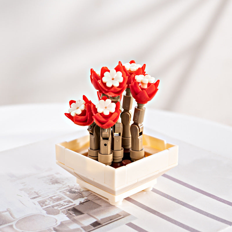 Mini Artificial Flowers Building Blocks Bouquet Set Bulk for Gifts, Multi-Color, Small Size, 10 Pcs