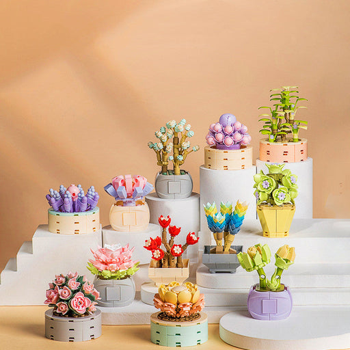 Mini Artificial Flowers Building Blocks Bouquet Set Bulk for Gifts, Multi-Color, Small Size, 10 Pcs