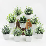 Mini Artificial Potted Eucalyptus Plants, 6 Pcs, Small Indoor Faux Greenery for Home Office Farmhouse Bathroom Decor