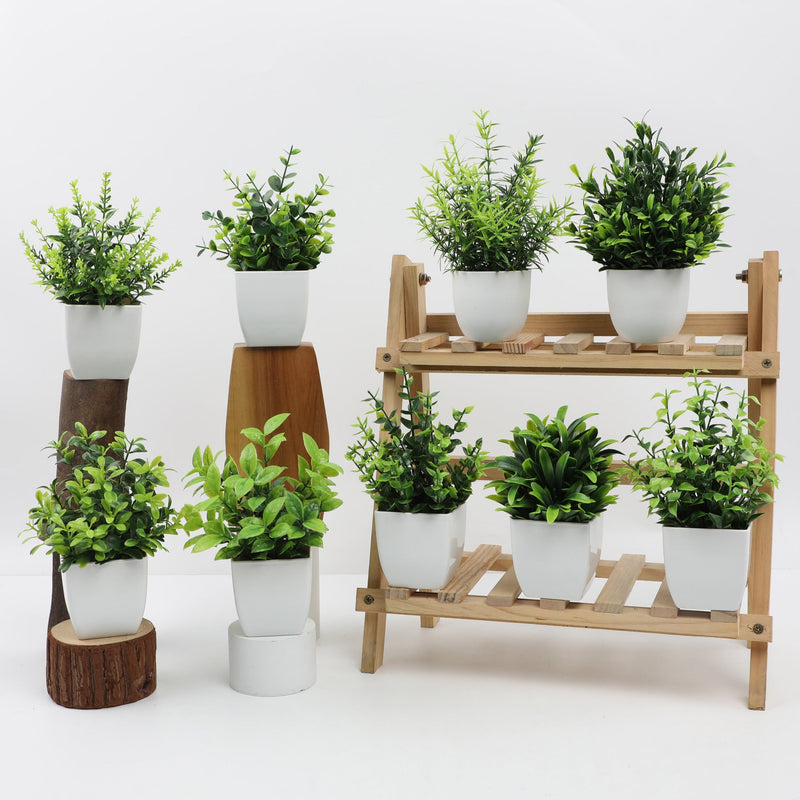 Mini Artificial Potted Eucalyptus Plants, 6 Pcs, Small Indoor Faux Greenery for Home Office Farmhouse Bathroom Decor