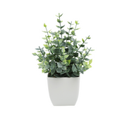 Mini Artificial Potted Eucalyptus Plants, 6 Pcs, Small Indoor Faux Greenery for Home Office Farmhouse Bathroom Decor