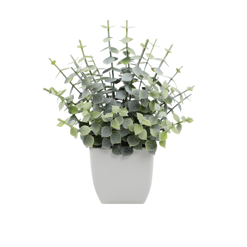 Mini Artificial Potted Eucalyptus Plants, 6 Pcs, Small Indoor Faux Greenery for Home Office Farmhouse Bathroom Decor