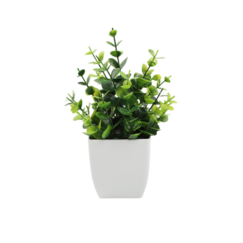Mini Artificial Potted Eucalyptus Plants, 6 Pcs, Small Indoor Faux Greenery for Home Office Farmhouse Bathroom Decor